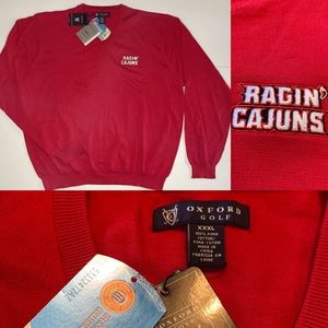 Men’s 3XL Pima Cotton Red Oxford Golf V neck Sweater RAGIN CAGUNS NWT
